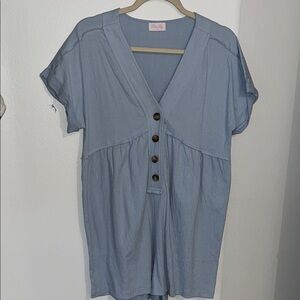 Pink Lily Light Blue Short Sleeve Romper